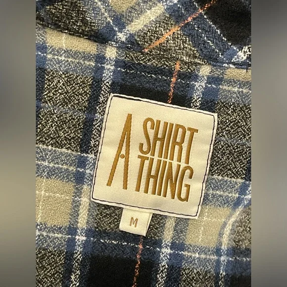 A Shirt Thing plaid flannel ruffle flutter sleeve fitted top M